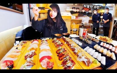 초밥 몇개 먹었을까😲 리필만 8번? 상암동 초밥집 먹방