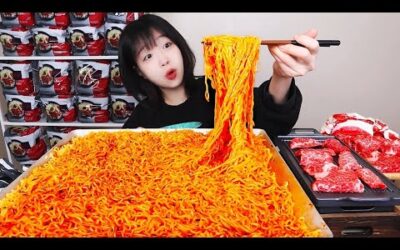 간단하게 비빔면 ?개와 차돌박이 먹방😋