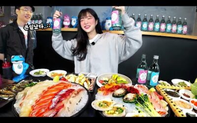 쯔양 주량은 몇병일까..?🤔 대낮에 소주와 해산물 먹방