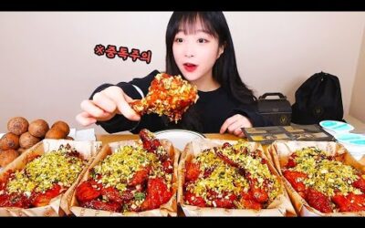 🔥악마치킨보다 더 매운치킨이 나왔대요🔥 푸라닭 치킨 마불로 악마 4마리와 블랙치즈볼 먹방