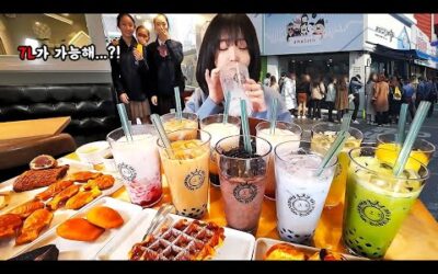 버블티 7L 먹을 수 있을까?🤔 줄서서 먹는 아마스빈 버블티 먹방