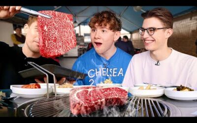 British Uni Students try Authentic Korean Beef BBQ at a Meat Market!!