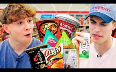British Uni Students try everything at Korean 7-Eleven!!