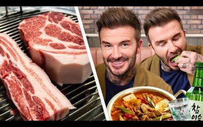 David Beckham tries the BEST Korean BBQ Pork Belly for the first time!!