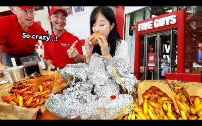 미국 3대 버거🔥 전날밤 11시부터 줄섰다는 파이브가이즈? 외국인 직원분들 다 놀라신 햄버거 먹방