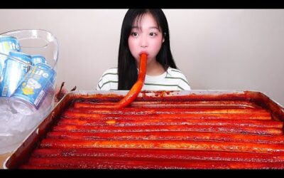 🔥매운 가래떡 떡볶이 ?미터 먹었습니다🔥 가래떡 떡볶이와 필라이트 먹방