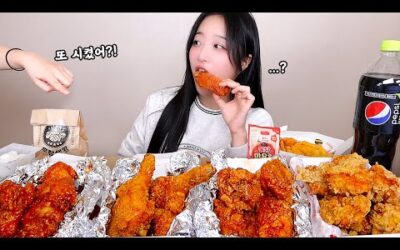 집에서 치킨 4마리 먹었더니 찐친 반응이..🤣 후참잘 신메뉴 4마리 먹방