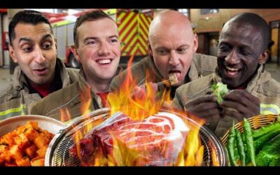 London Firefighters try Korean BBQ for the first time!a