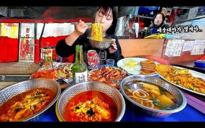 옆테이블에서 욕할만큼 먹었습니다🤣 세숫대야 라면,우동이 있는 중랑역 포장마차 먹방