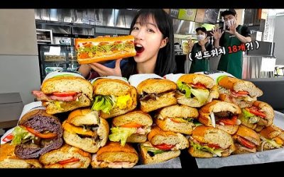 총2m30cm! 샌드위치 전메뉴 18개 도전했습니다🔥 과연 다 먹을수 있을까.. 퀴즈노스 샌드위치 먹방
