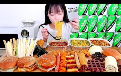 음료수 총 몇캔 먹었을까..?🤔 편의점 음식과 매실 향 사이다?! 칠성사이다 제로 그린플럼 먹방