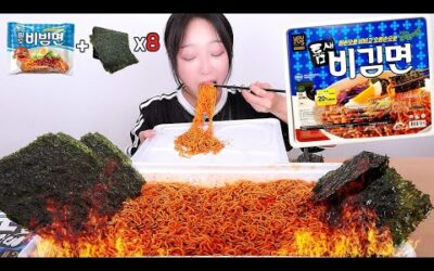 4085kcal 대왕 컵라면🔥 틈새+비빔면+김 8배! 비김면 라이브로 먹방했습니다