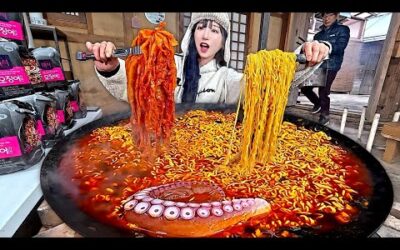 대왕 솥뚜껑에 라면 10개와 묵은지 라죽까지 먹방