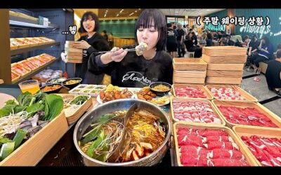 무한리필에서 4시간동안 먹었습니다😂 하루종일 웨이팅이 있는 핫플레이스?! 샤브 무한먹방