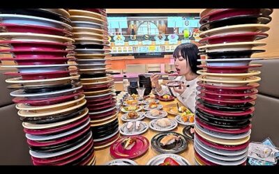 접시를 쌓으면 게임으로 상품주는 회전초밥집 100접시 도전🔥 국내최초! 디지털 회전 초밥 먹방