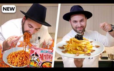 Italian Chef makes Korean “Carbonara Fire Noodles” Gourmet!
